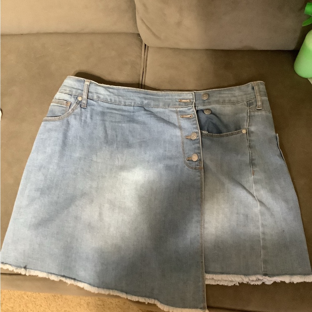 Energie Blue Asymmetrical Wrap Mini Skirt